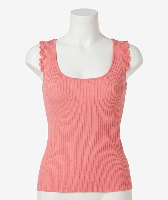ESQUALO Tops - NEW ESQUALO tina rib crochet top in strawberry